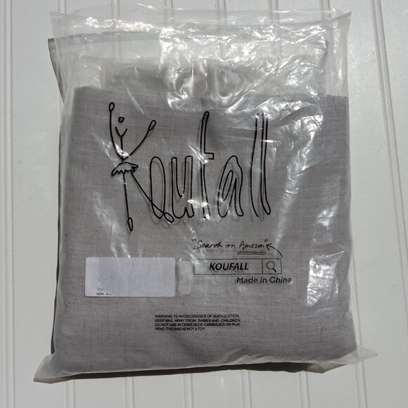 Gray Shower Curtain 71 x 72 with Silver Hooks Linen Look Minimalist Farmhouse - Picture 10 of 11